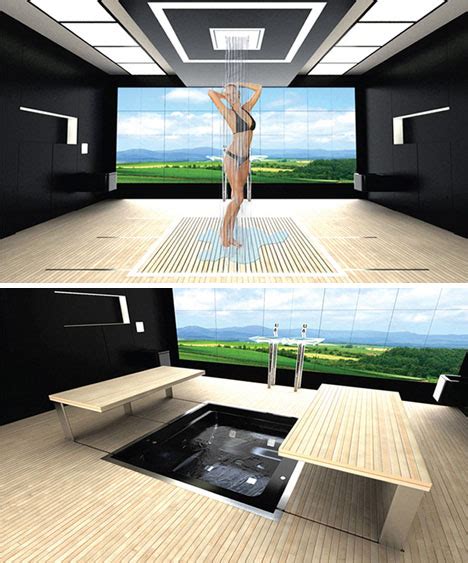 Futuristic Bathroom Layout High Tech Space Saving Design Designs