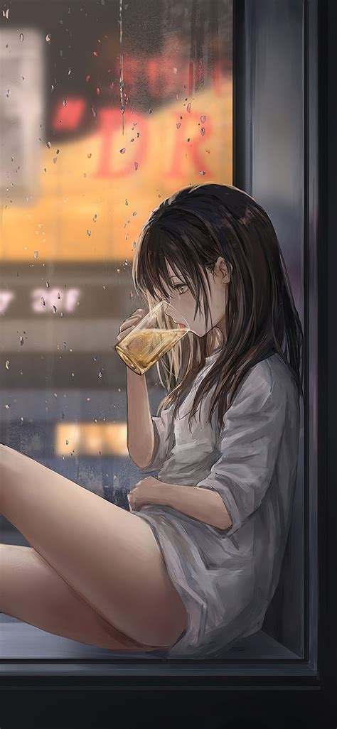 Anime Girl Cat Raining Iphone Xs Iphone 10 Iphone X Plano De