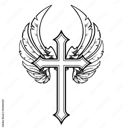 Beautiful Christian Cross With Angel Wings Stock Vector Adobe Stock