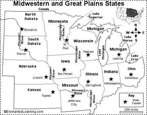 35 Midwest States And Capitals Map Maps Database Source
