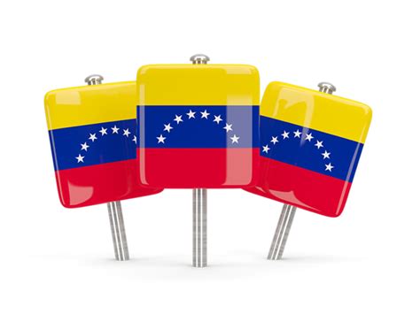 Three Square Pins Illustration Of Flag Of Venezuela