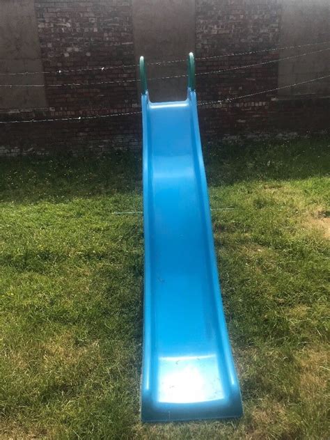 9ft Wavy Outdoor Slide Blue For Kids Plastic Big Slide For Your Garden