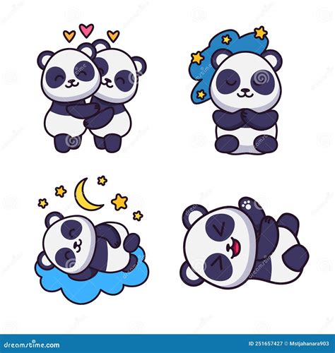 Hand Drawn Pandas Hugging Stock Illustrations 7 Hand Drawn Pandas