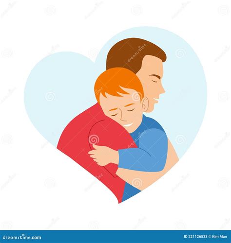 Happy Father Day Father Hugs His Son Son S Love For His Father Stock