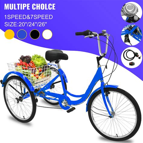 Vevor Adult Tricycle Single Three Wheel Bike 24inch Seat Adjustable