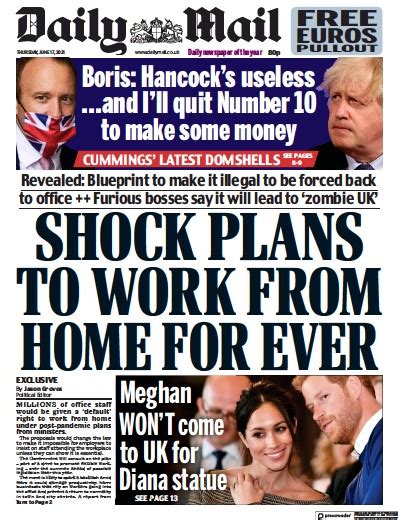 Daily Mail Uk Front Page For 17 June 2021 Paperboy Online Newspapers