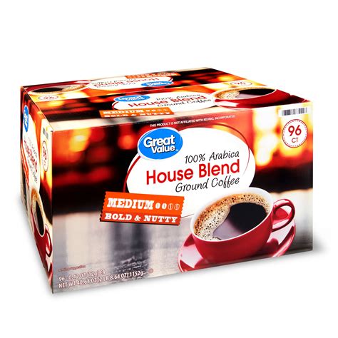 Great Value 100 Arabica House Blend Coffee Pods Medium Roast 96