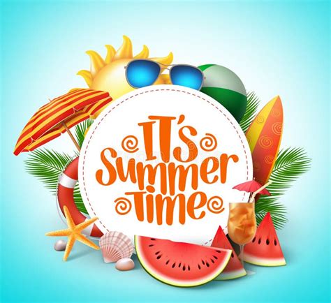 Summer Time Vector Banner Design With White Circle For Text And