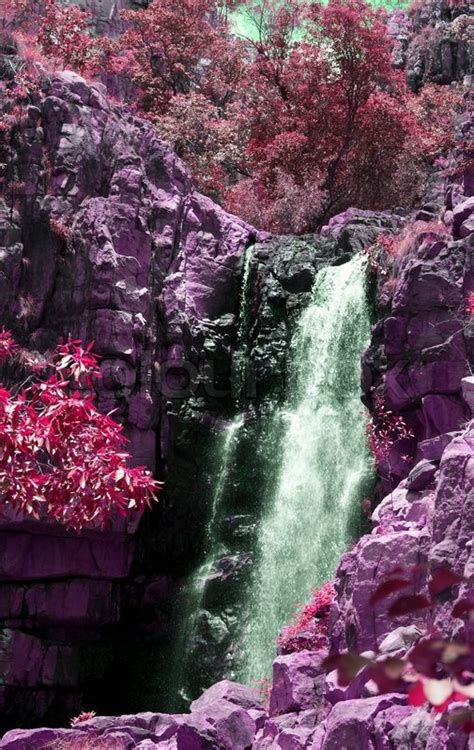 Beautiful Waterfall In Katherine Gorge Australia Pink Color Stock