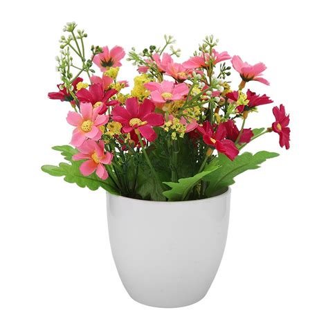 Temchy artificial flowers, fake outdoor uv resistant boxwood shrubs faux plastic greenery plants for outside hanging planter patio yard wedding indoor home kitchen farmhouse decor(red). Mgaxyff Artificial Potted Flowers,Artificial Bonsai Flower ...