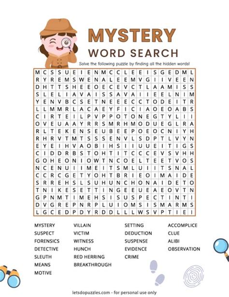 Mystery Word Search Printable
