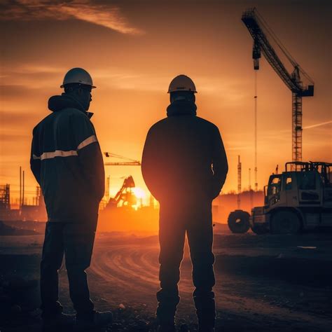 Premium Photo Two Men Standing In Front Of A Construction Site With A