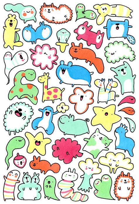 Kawaii Doodles These Would Be Fun To Draw With Black Ink Then Color With Copics Kawaii