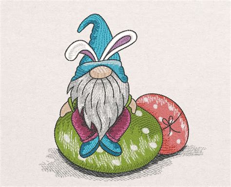 Easter Gnome Embroidery Design Etsy