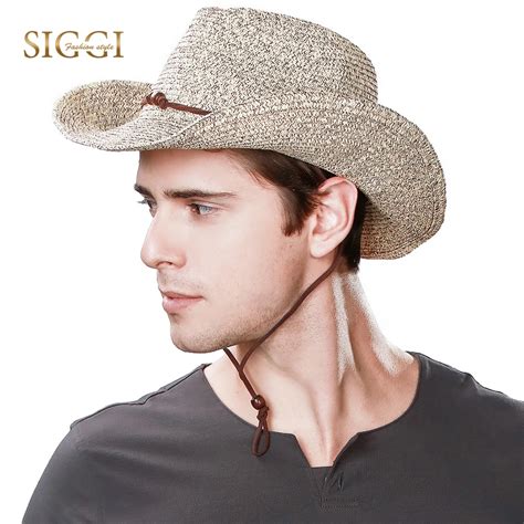 Fancet Western Style Cowboy Straw Hats For Men Detachable Windproof