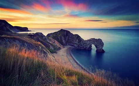 England Morning Scenery Sea Rock Arch Wallpaper Nature And