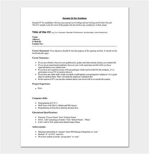 Here you can download some best resume formats for free. Student Resume Template For Freshers
