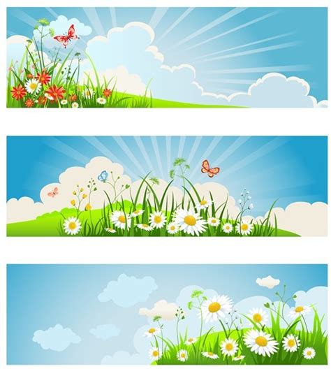 Free Set Of Clean Spring Banners Vector Illustrations Titanui
