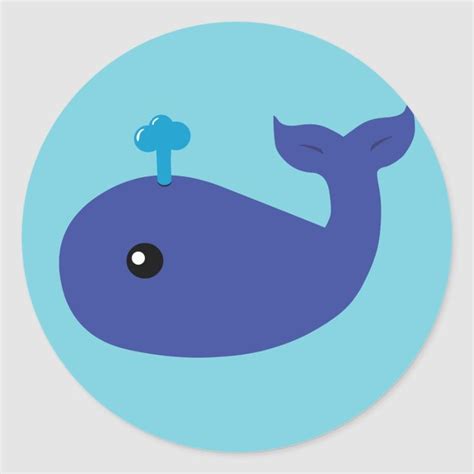 Cute Whale Classic Round Sticker Cute Whales Round