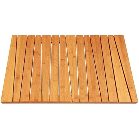 100 Natural Bamboo Deluxe Shower Floor And Bath Mat Skid Resistant