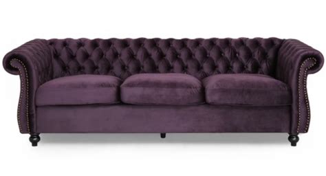 Chesterfield Tufted Purple Velvet Luxurious Sofa Foshan Mino