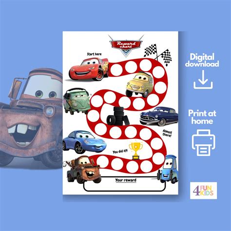 Cars Reward Chart Printable Cars Behavior Chart Daily Chore Chart Kids