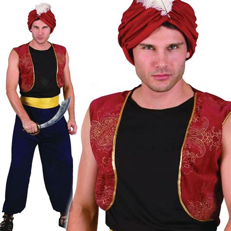 Mens Arabian Nights Bandit Genie Aladdin Panto Fancy Dress Costume