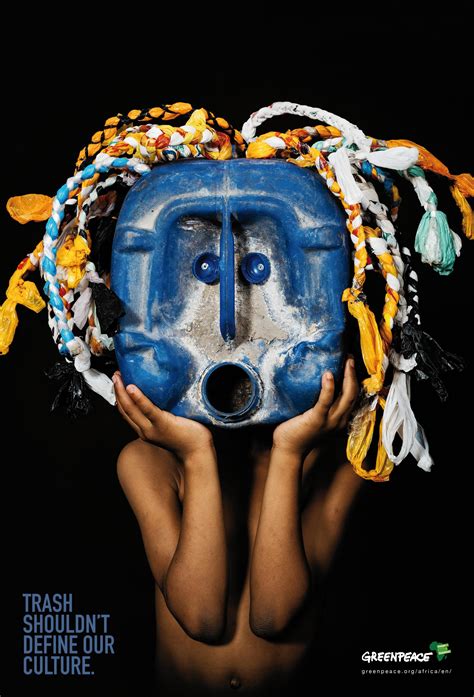 Greenpeace Africa Print Advert By Y&R: African Trash Masks, Blue | Ads