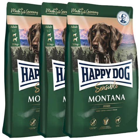 3 X 10 Kg Happy Dog Supreme Sensible Montana Tierfutterkiste Heider