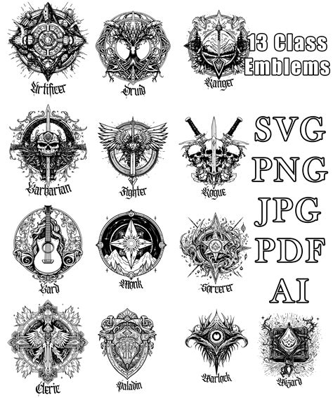 13 Class Emblems Bundle Dungeons And Dragons Player Class Etsy