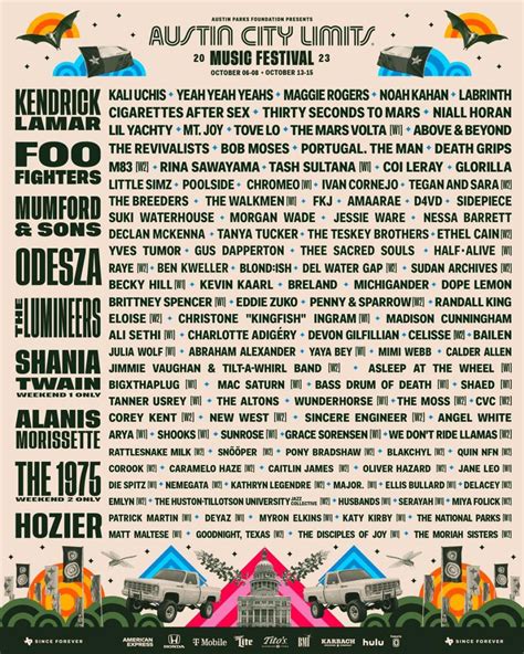 Kendrick Lamar Foo Fighters Shania Twain To Headline Acl Fest 2023 Tickets At Noon
