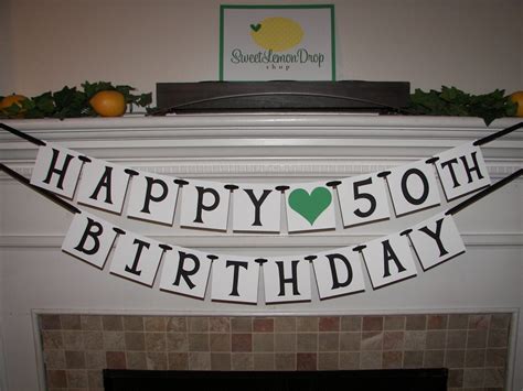 Happy 50th Birthday Banner Custom Age Birthday Banner