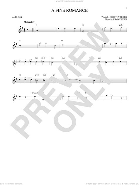 A Fine Romance Sheet Music For Alto Saxophone Solo Pdf