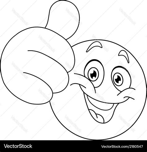 Outlined Thumb Up Emoticon Royalty Free Vector Image