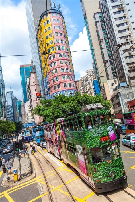 Tramway Trams Affectionatley Called Ding Ding Trams Hong Kong China
