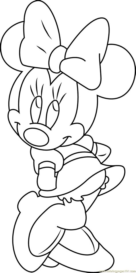 Minnie Mouse Shy Coloring Page For Kids Free Minnie Mouse Printable