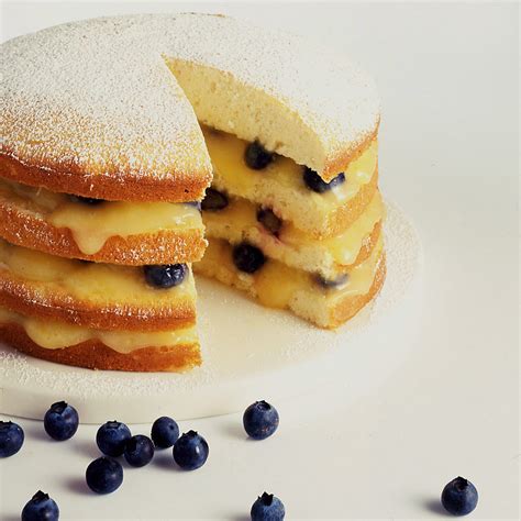 Lemon Layer Cake With Curd And Blueberries
