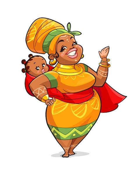 Ilustración De La Madre Africana Con Su Bebé Vector Premium