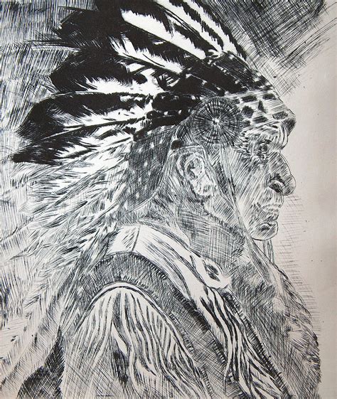Indian Etching Print Relief By Lisa Stanley