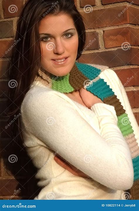 Woman In White Sweater Stock Photo Image Of Looks Autumnal 10822114