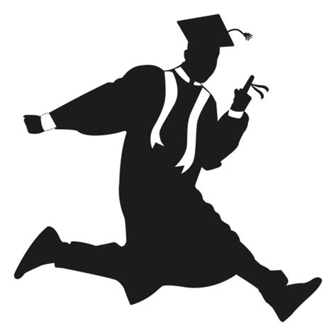 Jumping Graduate Holding Diploma Silhouette Transparent Png And Svg