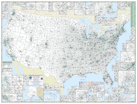 United States City County 3 Digit Zip Code Wall Map In