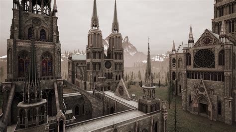 Medieval Gothic Cathedral Modular Dark Fantasy Church In Environments