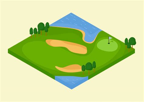 Golf Course Hole With Bunker And Water Vectors 187126 Vector Art At