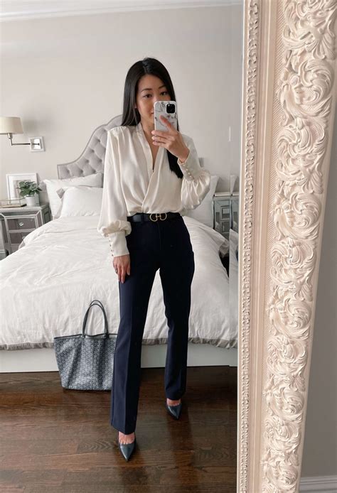 Petite Navy Blue Pants Business Casual Outfit Classic Stylish