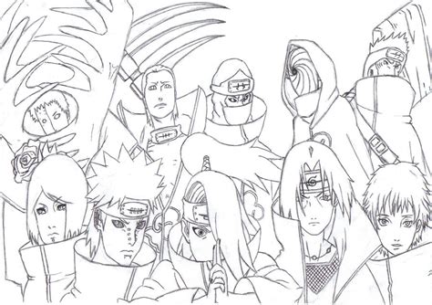 Drawing Naruto Akatsuki Konan Sketch Coloring Page