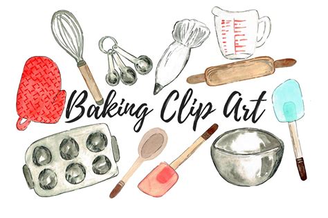 Watercolor Baking Clip Art Illustrations ~ Creative Market