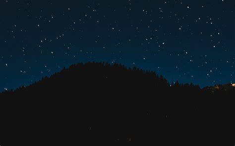 Download Wallpaper 1440x900 Starry Sky Night Trees Stars Shine Sky
