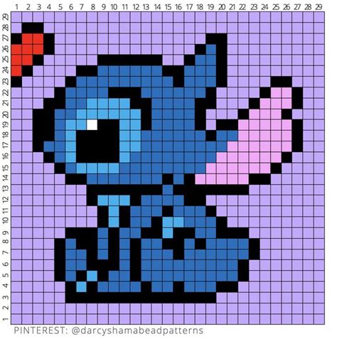 Stitch In Love Pattern 29x29 Arte Píxeles Minecraft Punto De Cruz