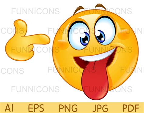 Crazy Face Emoji Pointing Finger To His Head Vector Clipart Stock